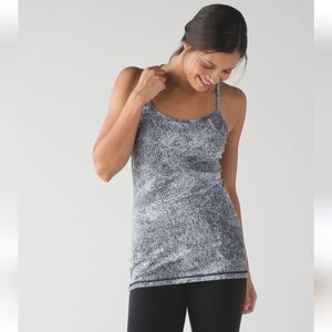 Lululemon Power Y Tank‎ Luon Spray Jacquard White Black